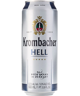 Упаковка імпортного пива Krombacher "Hell",  0.5л Ж/Б х 24шт. 000002512 фото