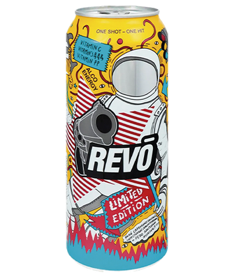 Упаковка слабоалкогольного энергетического напитка "REVO Limited Edition", 0,5л х 24шт. 000003961 фото