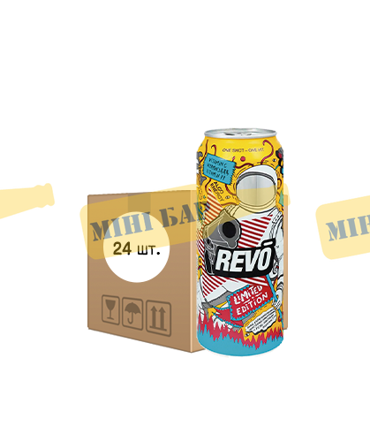 Упаковка слабоалкогольного энергетического напитка "REVO Limited Edition", 0,5л х 24шт. 000003961 фото