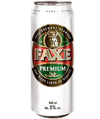 Упаковка импортного пива Faxe "Premium", 0,5л х 24шт. 000002842 фото