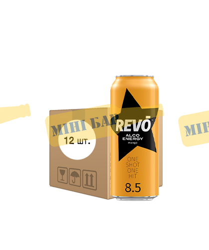 Упаковка напитка REVO Mango (оранжевый Рево), 0,5л х 12шт. 000005598 фото