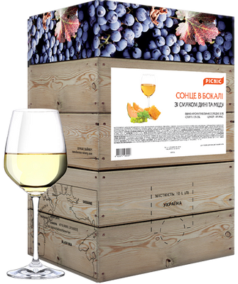 Вино Picnic "Сонце в бокалі" зі смаком дині та меду, біле солодке, 10л 000004934 фото