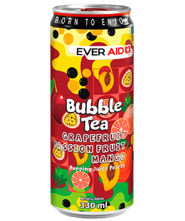Напій бабл ті EVER AID &laquo;Bubble Tea GRAPEFRUIT PASSION FRUIT MANGO&raquo;, 0,33л х 12шт. 000005554 фото