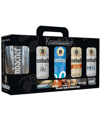 Подарочный набор пива Krombacher, 4шт. х 0,5л + бокал 000004805 фото