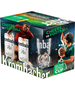Подарунковий футбольний набір пива Krombacher Pils, 5шт. х 0,5л + келих 0,2л 000005246 фото