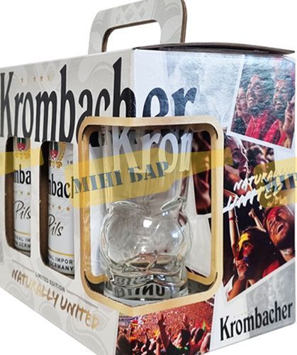 Подарочный футбольный набор пива Krombacher Pils, 5шт. х 0,5л + бокал 0,2л 000005246 фото