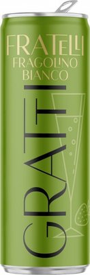 Упаковка ігристого слабоалкогольного напою  Fratelli "Gratti Fragolino Bianco", 0,33л х 20шт. 000003253 фото