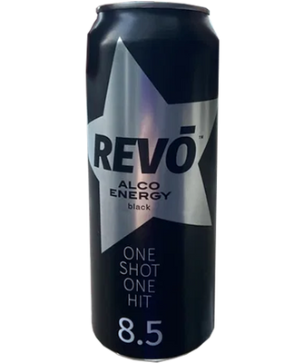 Упаковка REVO "Black Alco Energy" (Чорне РЕВО), 0,5л х 12шт. 000005032 фото