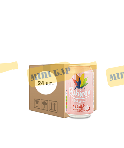 Упаковка напою Rubicon Lychee безалкогольного газованого, 0,33л ж/б х 24шт. 000004067 фото
