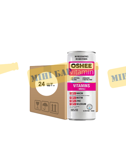 Упаковка энергетического напитка Oshee "Vitamin Energy+Minerals", 0,25л х 24шт. 000004741 фото