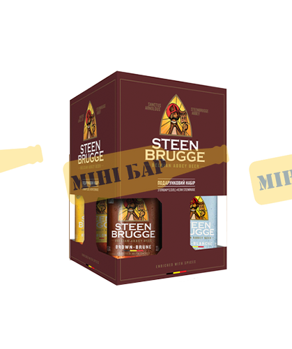 Подарунковий набір пива  Steenbrugge, 3шт. + келих 0,33л 000005156 фото