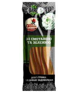 Грінки GRIN GRINYCH &laquo;зі смаком Сметани та зелені&raquo; довгі хвилясті, 90 грамів 000006140 фото