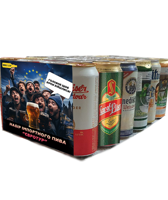 Набір імпортного пива "Євротур", асорті 24шт.  005N фото