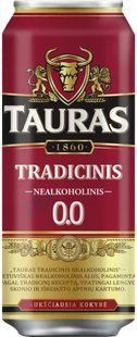 Упаковка імпортного безалкогольного пива Tauras "Tradicinis 0.0", 0,5л х 24шт. 000004196 фото