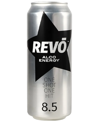 Упаковка слабоалкогольного энергетического напитка "REVO Alco Energy", 0,5л х 12шт. 000003824 фото