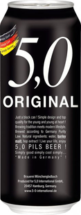 Упаковка импортного пива "5,0 Original Pils", 0,5л х 24шт. 000003917 фото