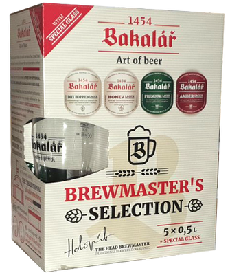 Подарунковий набір пива Bakalar, 5шт. х 0,5л +келих 0,3л 000004891 фото
