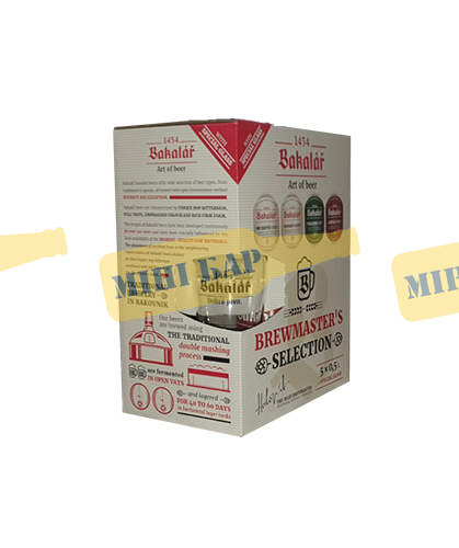 Подарочный набор пива Bakalar, 5шт. х 0,5л + келих 0,3л 000004891 фото