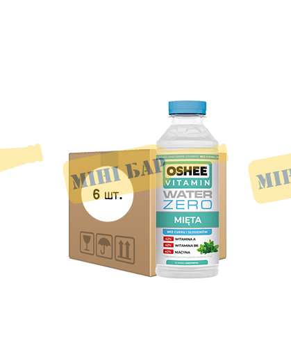 Упаковка спортивного напитка OSHEE "Vitamin Water ZERO Mint", 0,555л х 6шт. 000004782 фото