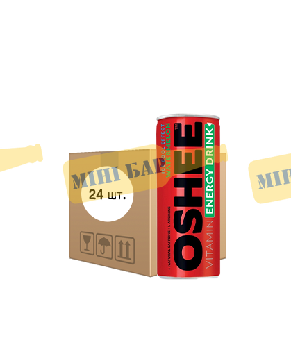 Упаковка энергетического напитка Oshee "Vitamin Energy Watermelon Ice Effect", 0,25л х 24шт. 000004744 фото
