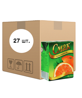Упаковка соку Смак "Апельсин", 0,2л х 27шт. 000004447 фото